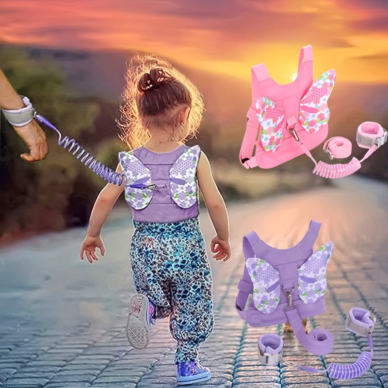 Set of Butterfly Harness Leash and Anti-Lost Wrist Link, Adorable Walking Assistant Wristband Strap