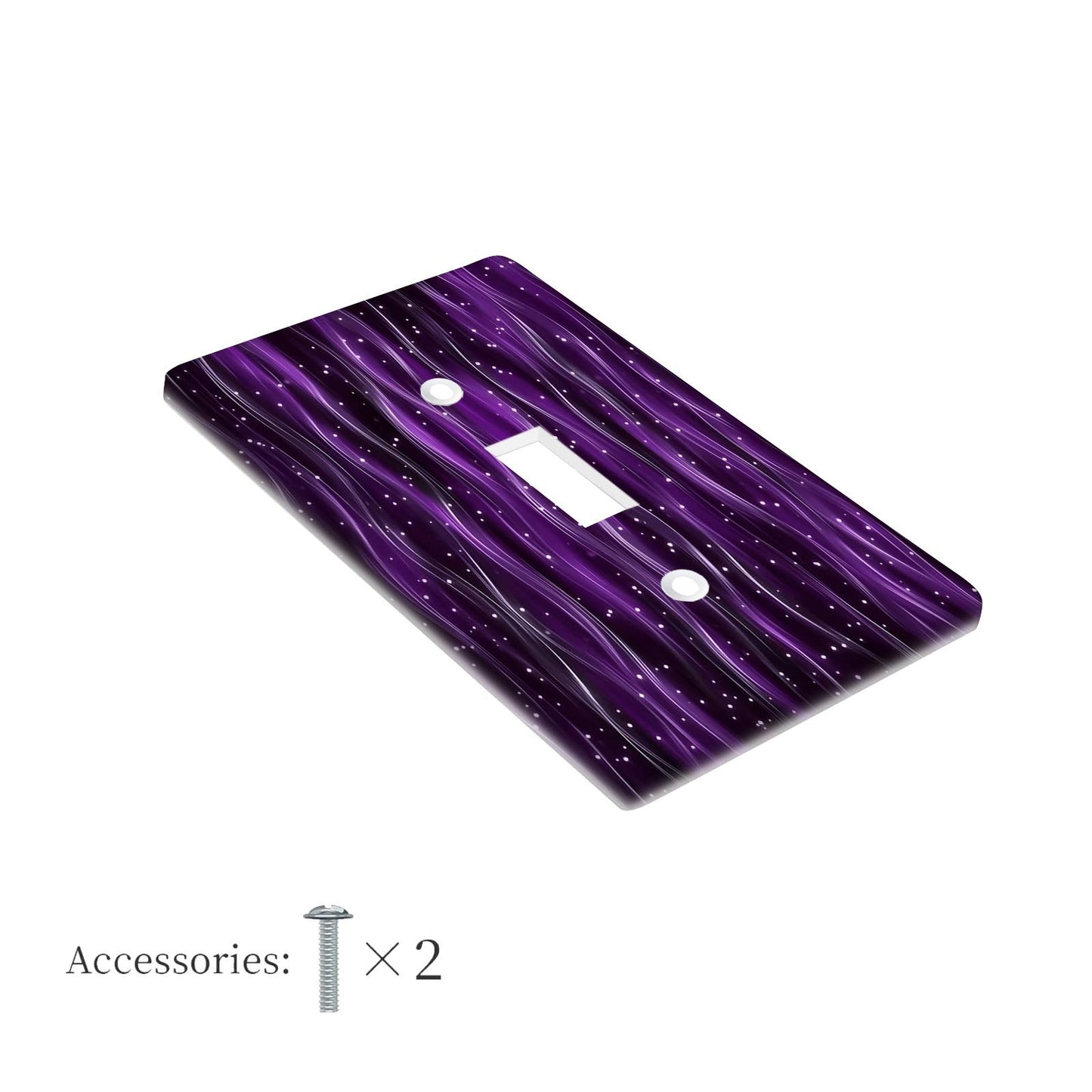 Durable polycarbonate light switch cover with sparkling purple pattern for home or office.