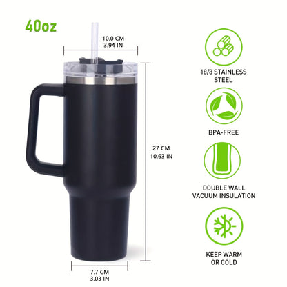 40 Oz Tumbler with Handle and Straw Lid, Double-layer Stainless Steel Vacuum Cup