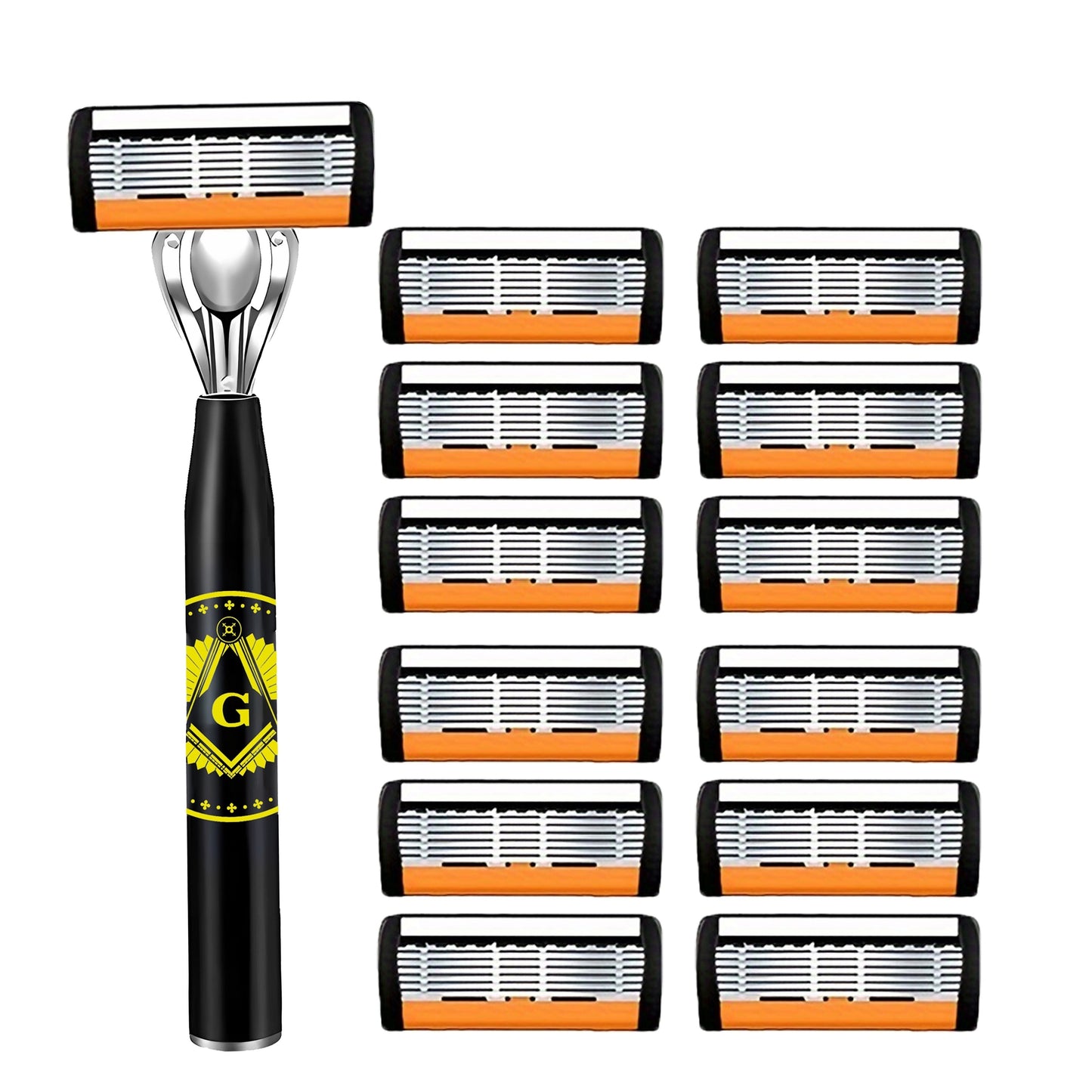 Luxury Men's Safety Razor Set with Ultra-Sharp Blades, Ergonomic Design, 6-Layer Stainless Steel Head, Durable Metal Handle.