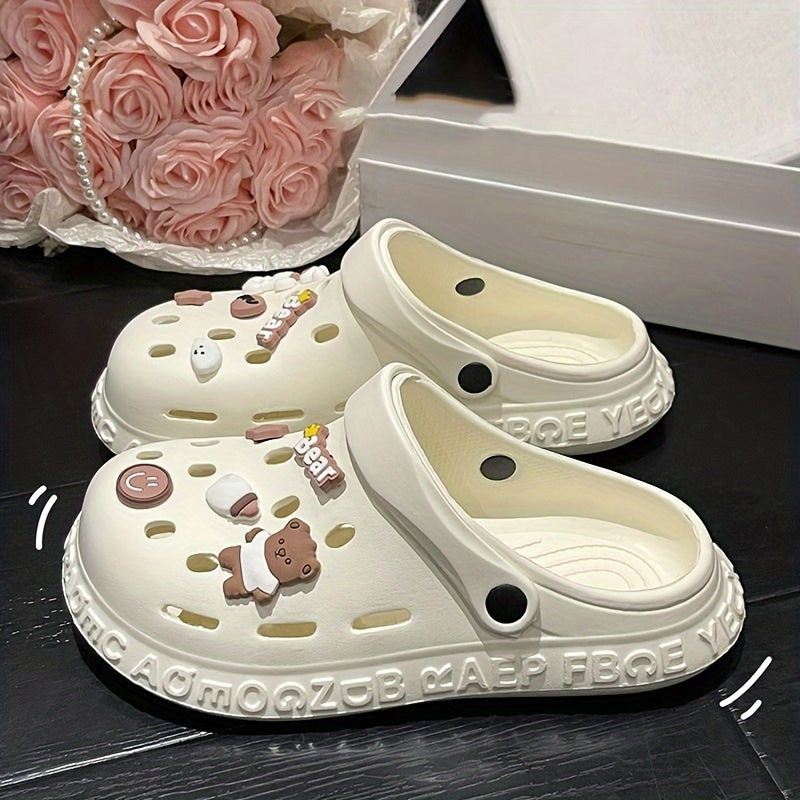 Kawaii Dit Decor Clogs for Women, Soft Sole Lightweight Beach Shoes, Breathable Garden Clogs