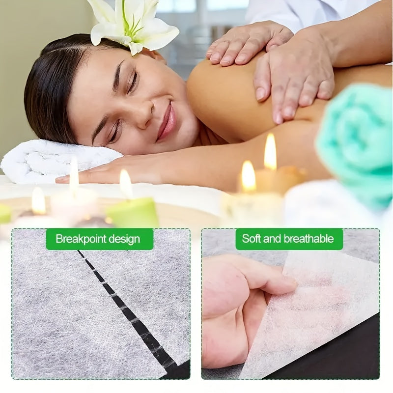 100 disposable bed sheets and mats for beauty salons are hygienic, odorless, and ideal for massage, tattoos, and spa treatments.