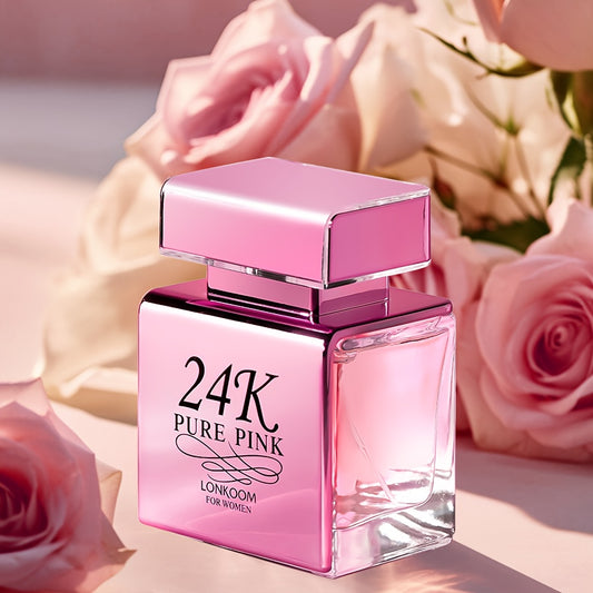 LONKOOM 24K Pure Pink Eau De Parfum: Цветочный и фруктовый аромат с верхними нотами яблока, сердцем из орхидеи и базой из амбры. Содержит алкоголь, без формальдегида, идеальный подарок для зимнего свидания. 100 мл женских духов в