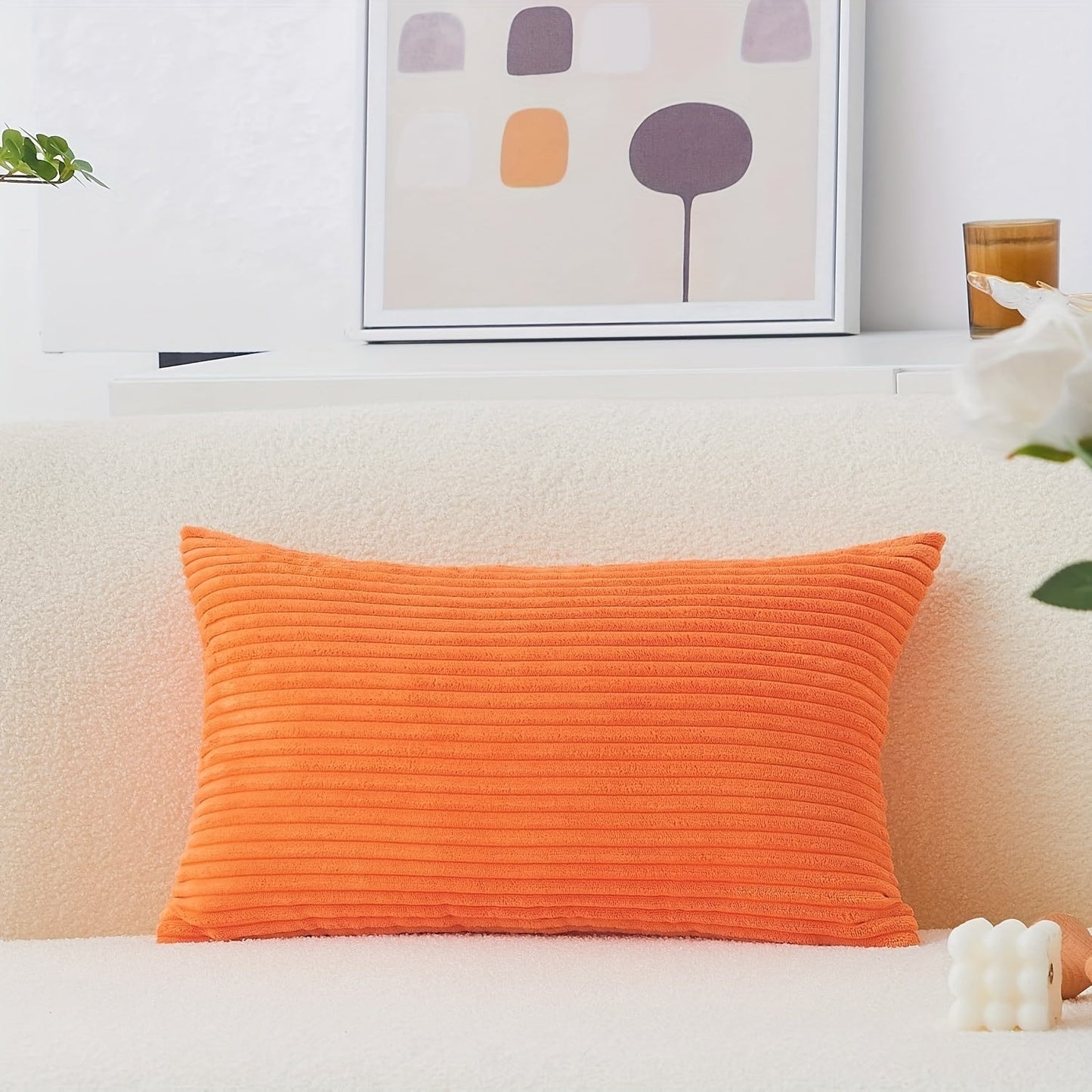 Orange Pillow Cover in Contemporary Style - Available in 30 X 50cm or 45 X 45cm - Perfect for Bedding, Sofa, or Chair - Hand Wash Recommended - Features Zipper Closure and Made of Polyester Fabric