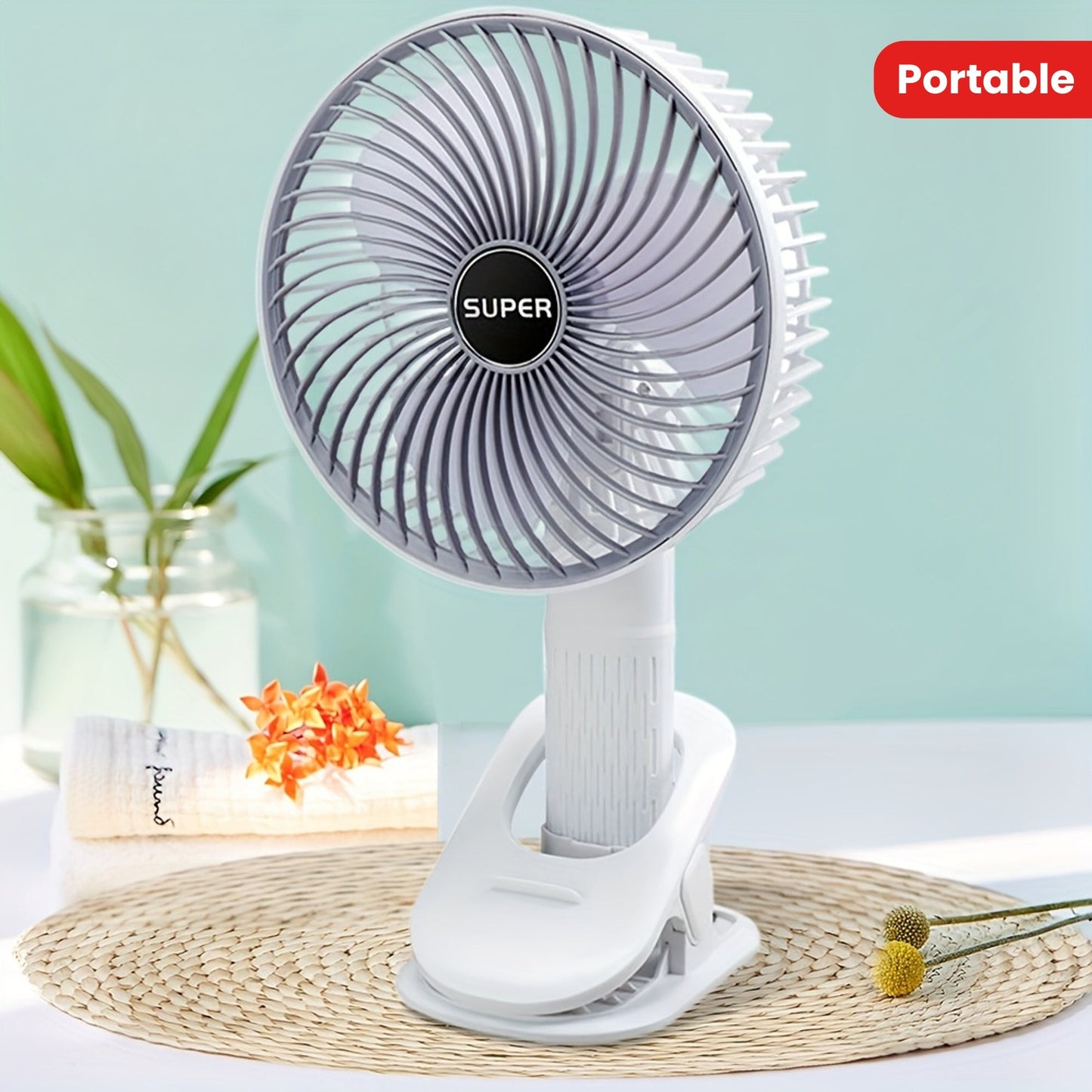 Portable Mini Desk Fan with Adjustable Angle - USB Rechargeable Clip-On Handheld Fan, Versatile Design with 3-Speed Settings - Ideal for Summer, Great for Dorms & Apartments