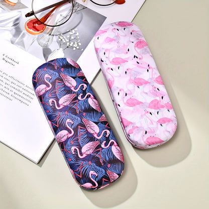 Durable Faux Leather Women's Glasses Case with Stylish and Chic Flamingo Print - A Fashionable Accessory