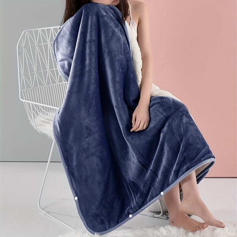 Wearable Blanket: 1 Piece Double Flannel Sherpa Shawl Cover Blanket for Air Conditioning, Nap Time, and Office Use - Multi-functional Blanket for Lazy Days, Covering Waist and Legs