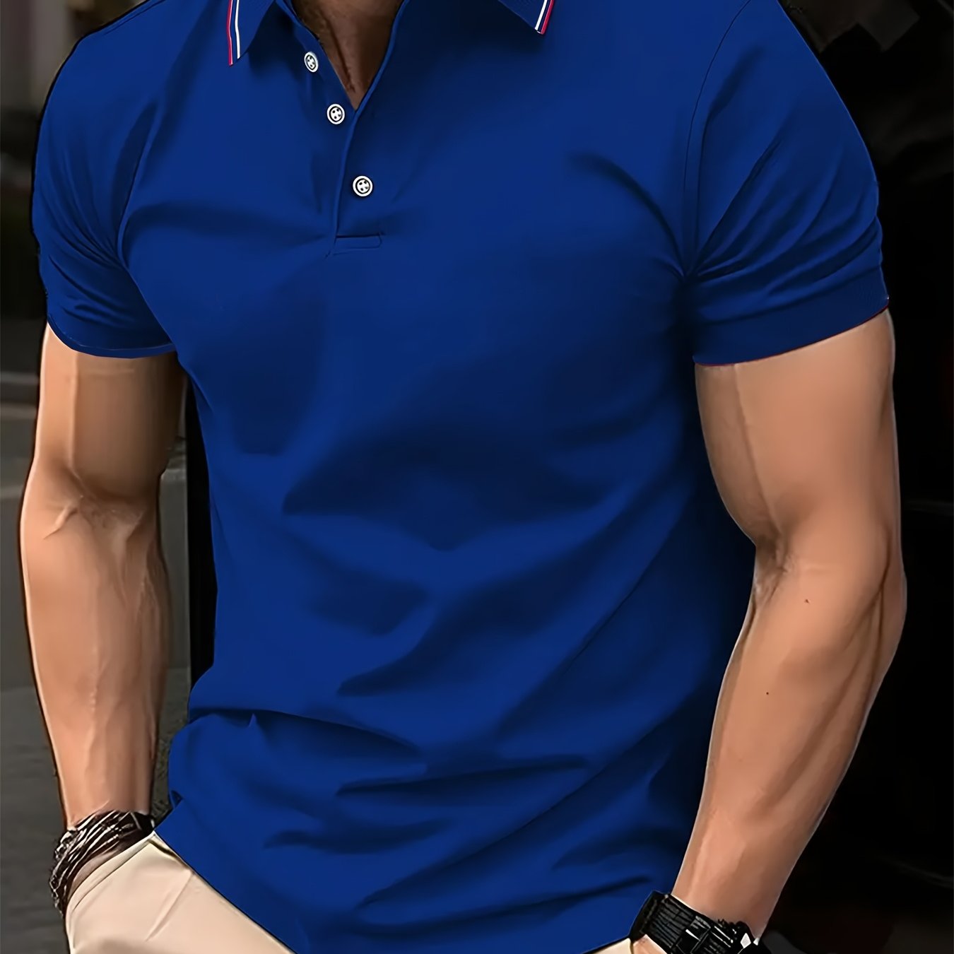 Polo shirt with contrasting collar for men