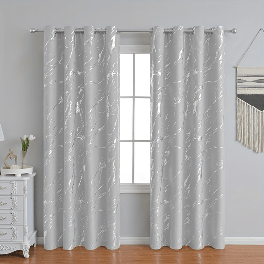 Bronzing gray marble pattern modern classic European style curtain for bedroom, office, kitchen, living room, study, and home decor.