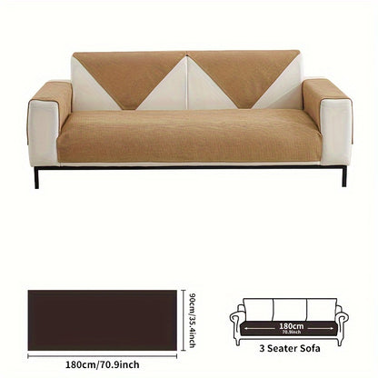 Chenille sofa cover, spill-resistant, pet-friendly, non-slip, machine washable protector for various sofa sizes, home & office decor.