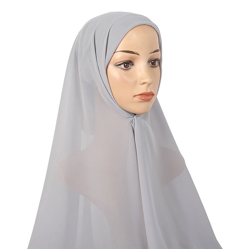 Chic chiffon instant hijab with built-in undercap for women's outdoor wear.