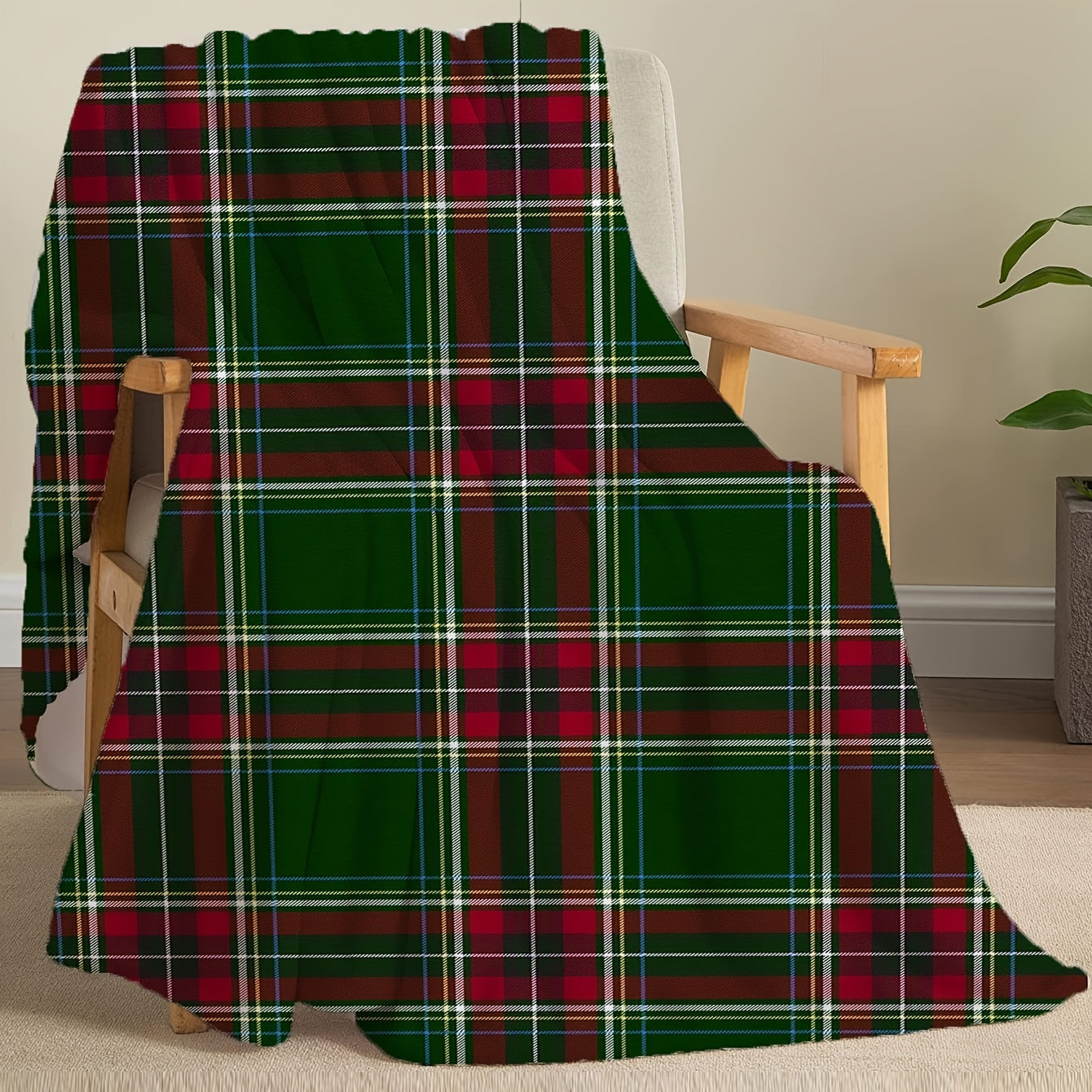 Soft and Cozy Flannel Plaid Throw Blanket - Perfect for Every Season, Gentle on Skin, Stain-Resistant, Ideal for Couch or Bed, Great for Christmas, Easy to Clean in Machine, Stylish French Design, 200-250gsm Weight