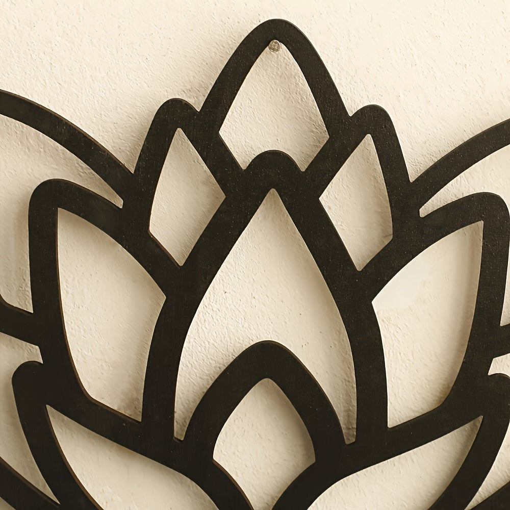 Minimalist Room Decor: Bohemian-inspired Wooden Lotus Wall Shelf