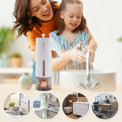 450ML Wall-Mounted Soap Dispenser, No-Drill, Space-Saving Design, Plastic, Lightweight, No Electricity, Shower Accessory