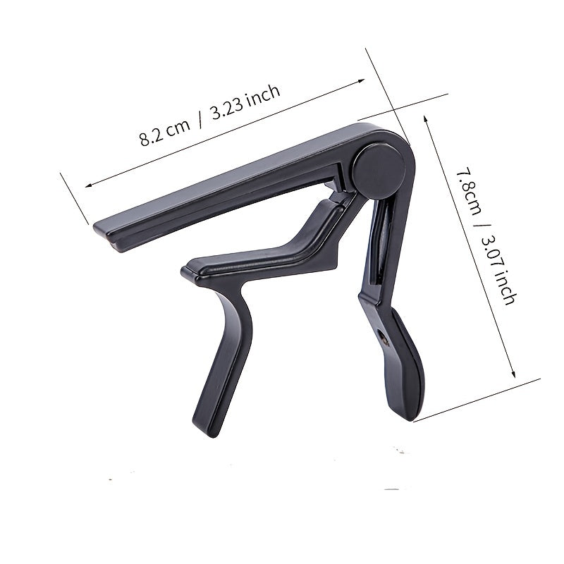 Aluminum alloy guitar capo for acoustic, classical, electric guitars and ukuleles, quick change with tone adjustment.