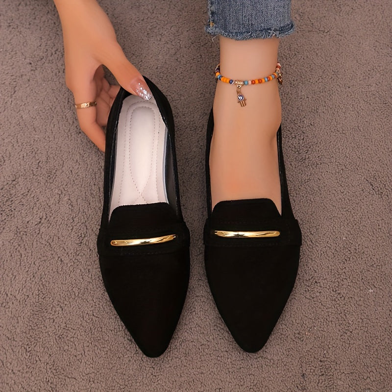 Lightweight Solid Color Flats, Elegant Slip-On Loafers for Women