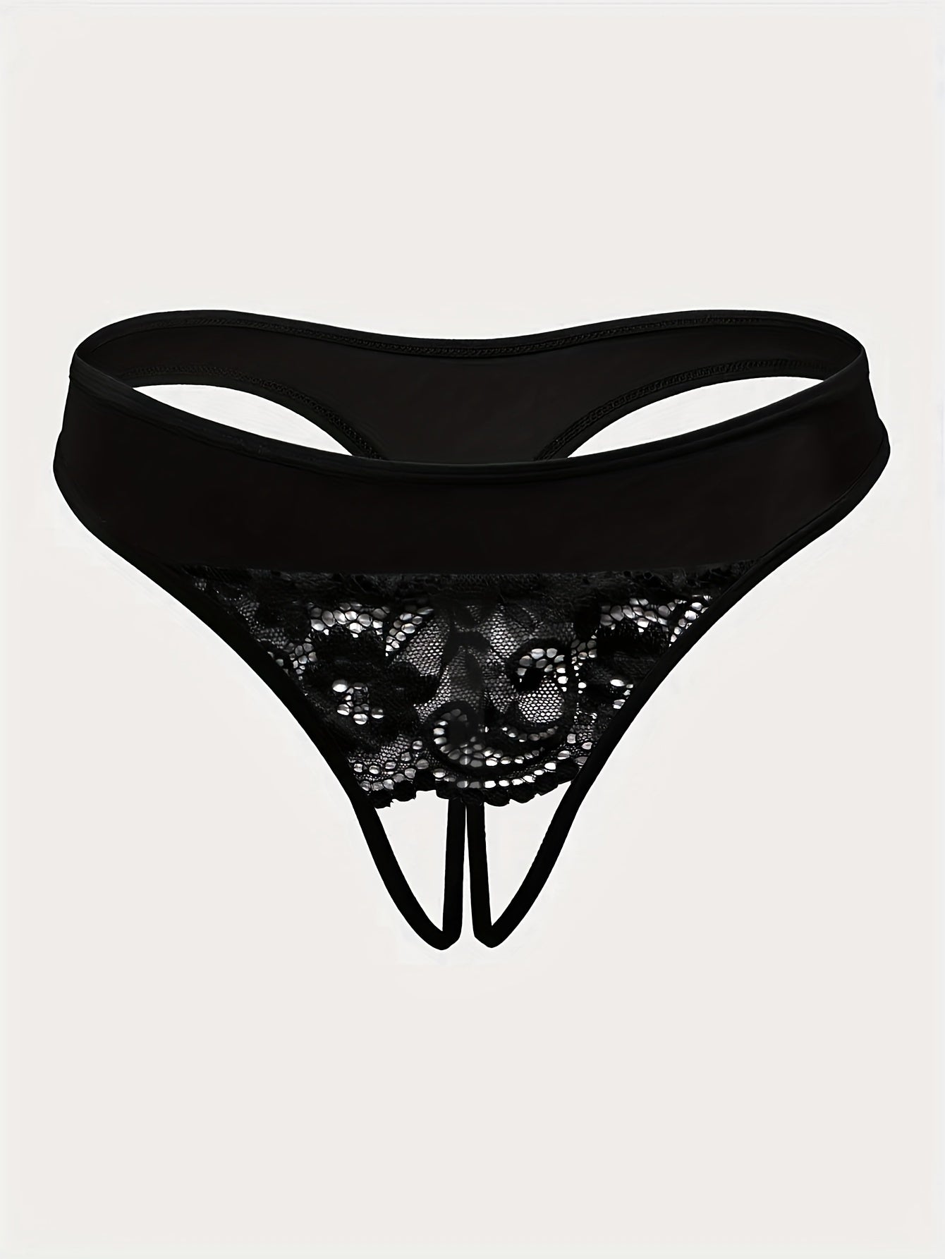 Heart print lace thongs for women: sexy lingerie for low-waisted, open-crotch style.