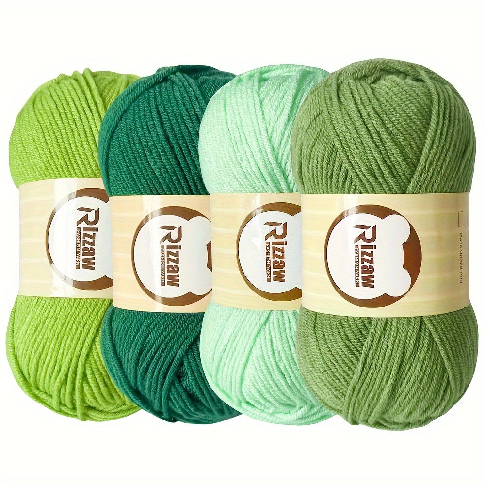 Morandi color set with 4 strands of yarn for crochet projects, including blanket, clothes, tote bag, and slippers. Each strand is 50g.