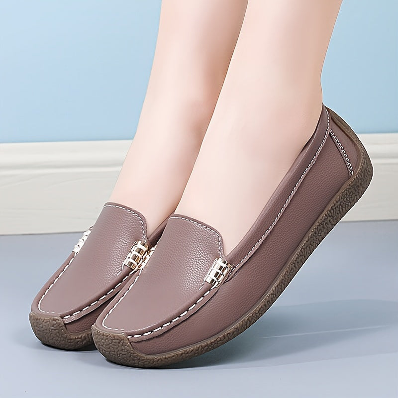 Women's casual loafers with soft lightweight sole, suitable for daily walking, round toe design with wear-resistant feature