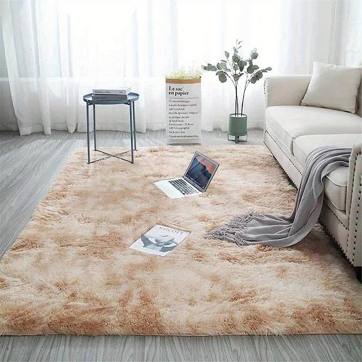 Super Soft and Cozy Shag Area Rug - Tie-Dyed Indoor Plush Carpet for Bedroom and Living Room, Machine Washable and Non-Shedding - 1 Piece