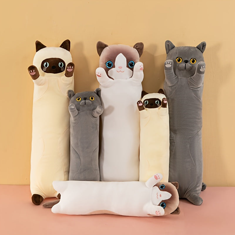 Get the Long Cat Plush Toy today! This soft, cuddly toy doubles as a plush pillow cushion and features a cute kitty design. It's the perfect gift for friends and is ideal for cozying up on the sofa.