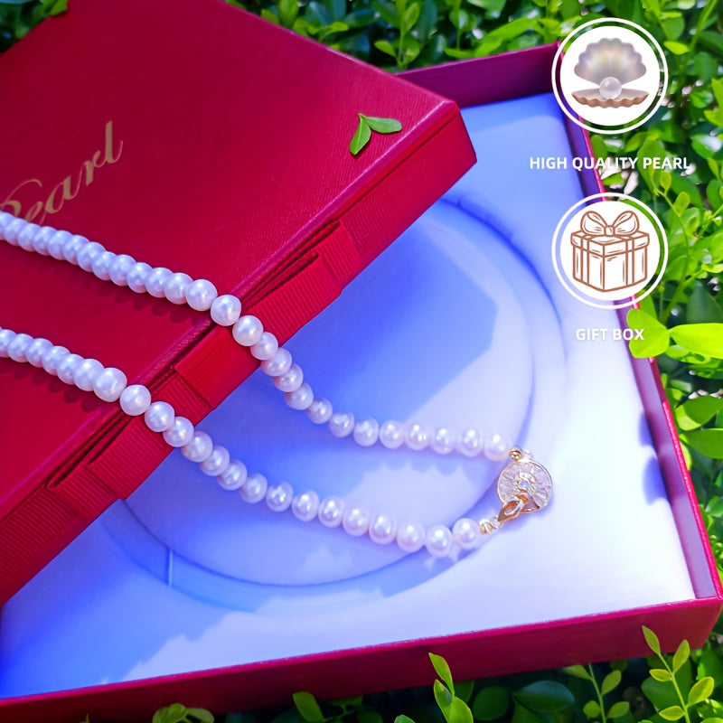 ZAYCAN Freshwater Pearl Necklace - Ideal for Celebrating Birthdays, Weddings, and Anniversaries | Genuine Pearls Featuring Distinct Growth Patterns