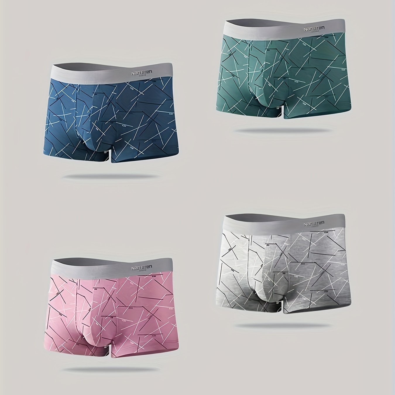 Men's Boxers Briefs - Fashionable, high stretch and comfortable underwear (4pcs, random print)