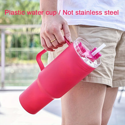 White polycarbonate tumbler with handle, large capacity for car and office use.