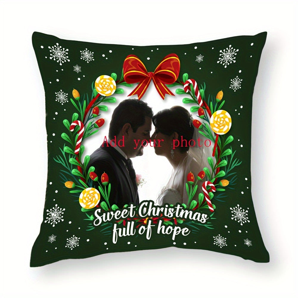 Get your own Custom Christmas Plush Pillowcase today! Add your favorite photos and enjoy the double-sided design for festive home decor. It's the perfect gift for friends and family (Pillow insert not included).