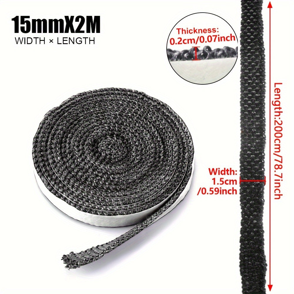 Fireproof seal rope made of fiberglass, measuring 2 meters in length and 3 millimeters in diameter. Ideal for high-temperature applications, such as sealing wood burning stove doors, fireplace sealing, oven sealing, and more.