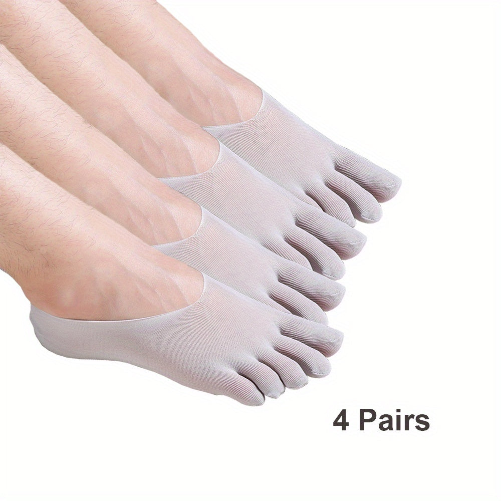 4 Pairs Men's Five Finger Socks, Thin Mesh, High Performance Athletic Toe Socks