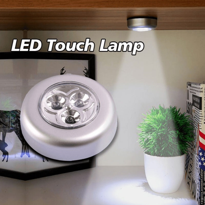 3 Round Touch LED Lamps: Wireless, Battery-Free, Adhesive Night Lights for Cabinets, Hallways, Bathrooms, Bedrooms, Kitchens, Stairs, etc.