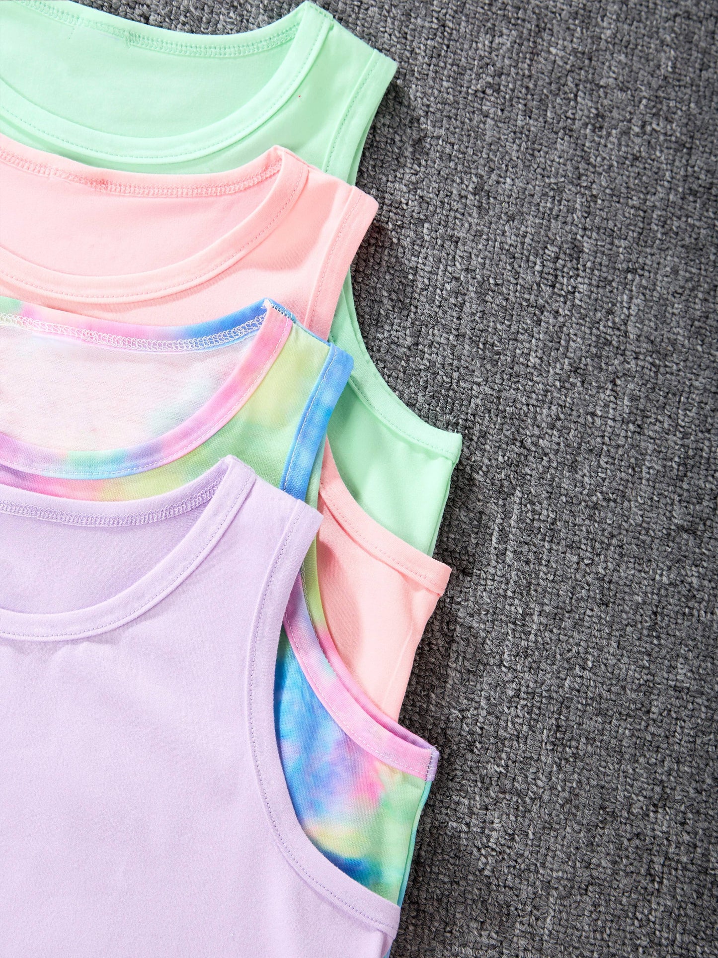 4 BlueSailor Love Heart Print Tank Tops - Vibrant Multicolor Polyester & Elastane Blend, Crew Neck, Non-Transparent - Perfect for Summer Casual Wear