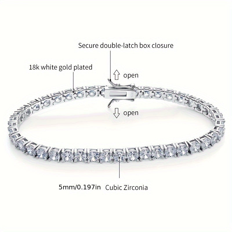 This stunning Mozambique Stone Tennis Bracelet, crafted with 18k Gold-plated 925 Sterling Silver, is designed for both women and men. It features a dazzling 5mm D Color VVS1 Round-cut laboratory-made diamond, certified by GRA, creating an exquisite