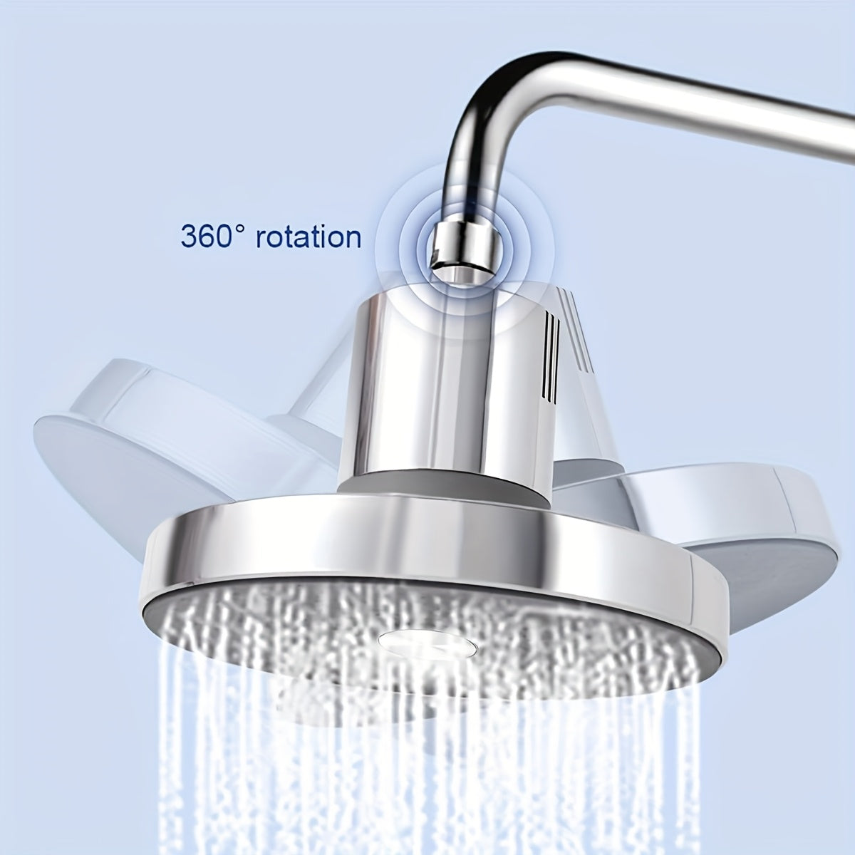 Stainless steel 6-inch high-pressure rain shower head for hotel bathrooms.