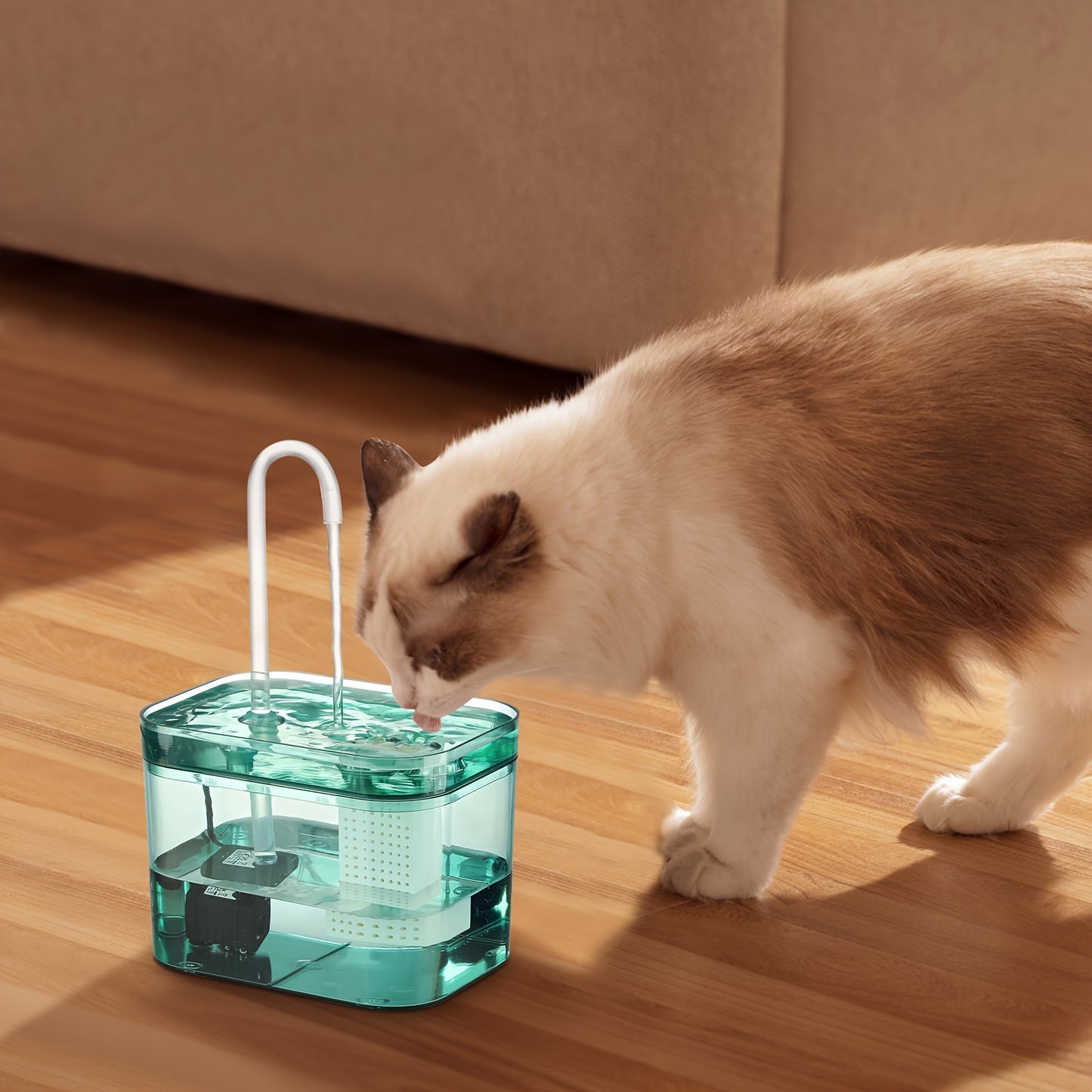 1.5L Cat Water Fountain with USB Power, Quiet Automatic Pet Drinking Dispenser with Circulating Filtration, ≤36V Safe Voltage.