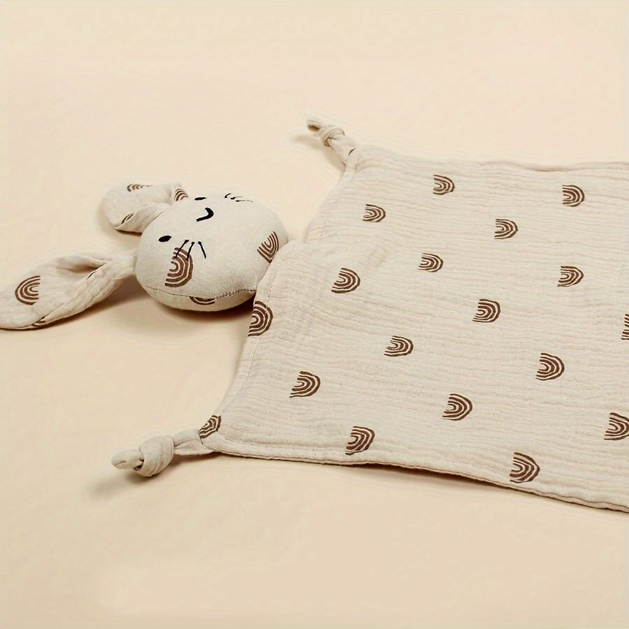 Top Pick from Customers: Cozy and Lightweight Blanket featuring Adorable Rabbit Print and Embroidered Cat Face Detail. Ideal for Cuddling and Nursing, Size: 27.94x27.94 cm