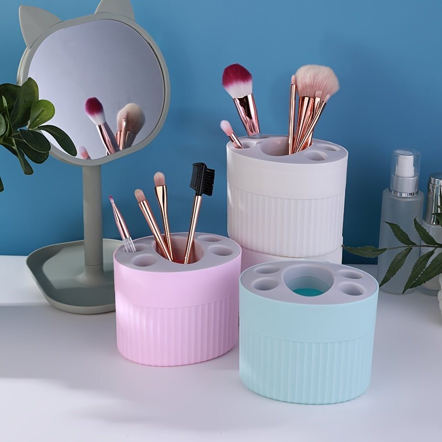 Toothbrush holder for household use, made of plastic. Can also be used as a storage box or organizer for toothbrushes and toothpaste in the bathroom.