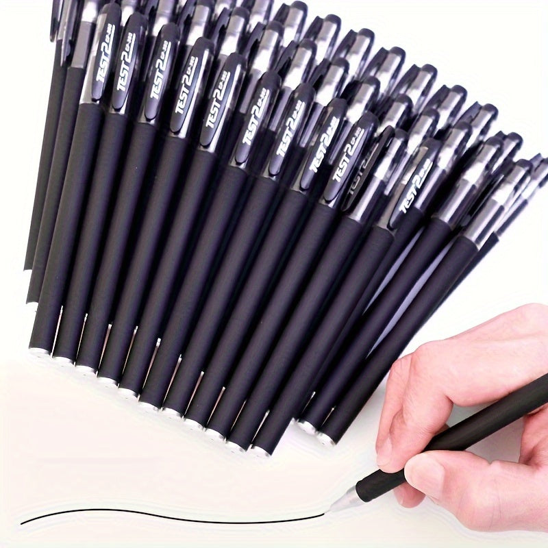 18-piece gel pen set in black, blue, and red ink colors with 0.5mm ballpoint tips, ideal for students and office use.