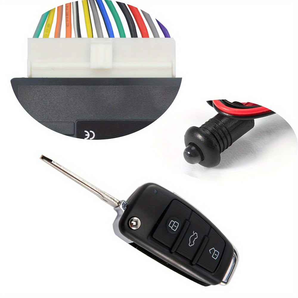 HIPPCRON ZKS-02 PE material car remote control keyless entry system with 2 keys, vehicle door/trunk locking/unlocking, window roll-up, and find car function. Easy DIY installation.