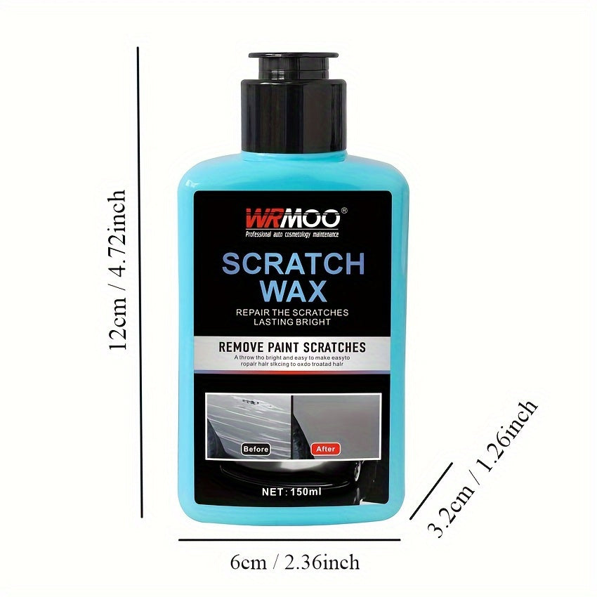 WRMOO Scratch Wax: Quick repair and gloss enhancer for all paint colors. Long-lasting shine with easy application. 150ml.