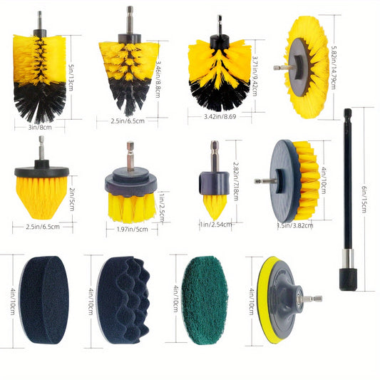 Get a package of Drill Brush Attachments with Cleaning Pads in sets of 3, 8, 10, 13, or 16. This Multi-Purpose Electric Scrubber is perfect for use in bathrooms, on floors, tiles, grout, and for car detailing.