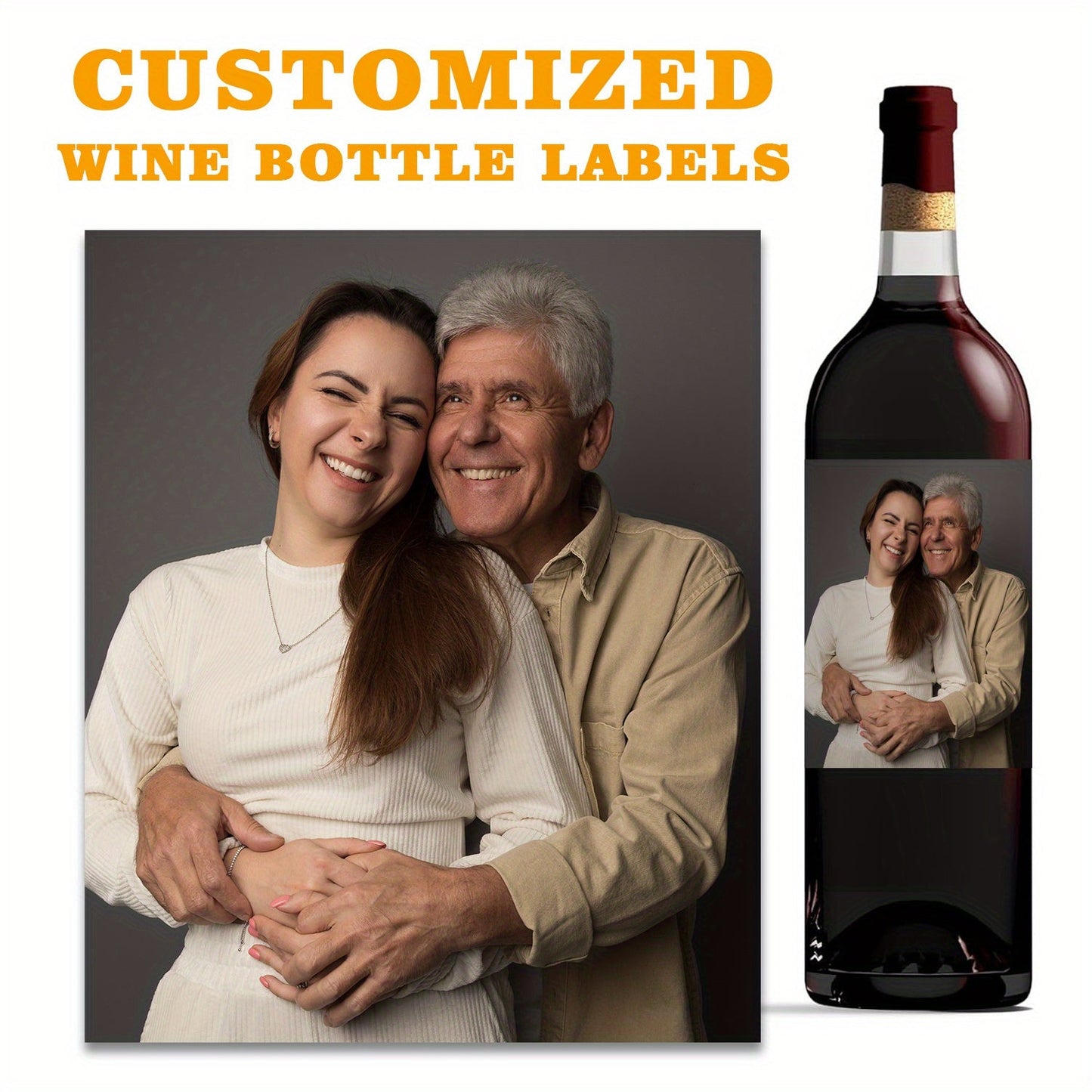 Create Your Own Wine Labels: Customized Photo/Text Labels for 6 Bottles - Ideal for Celebrating Father's Day, Sharing Pregnancy News, or Gifting to Colleagues