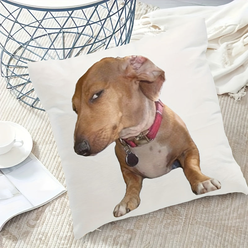 Modern Dachshund Throw Pillow Cover - Side-Eye Design, Plush Polyester, Washable, Fits Various Rooms, 45.72x45.72 cm - 1 Pack