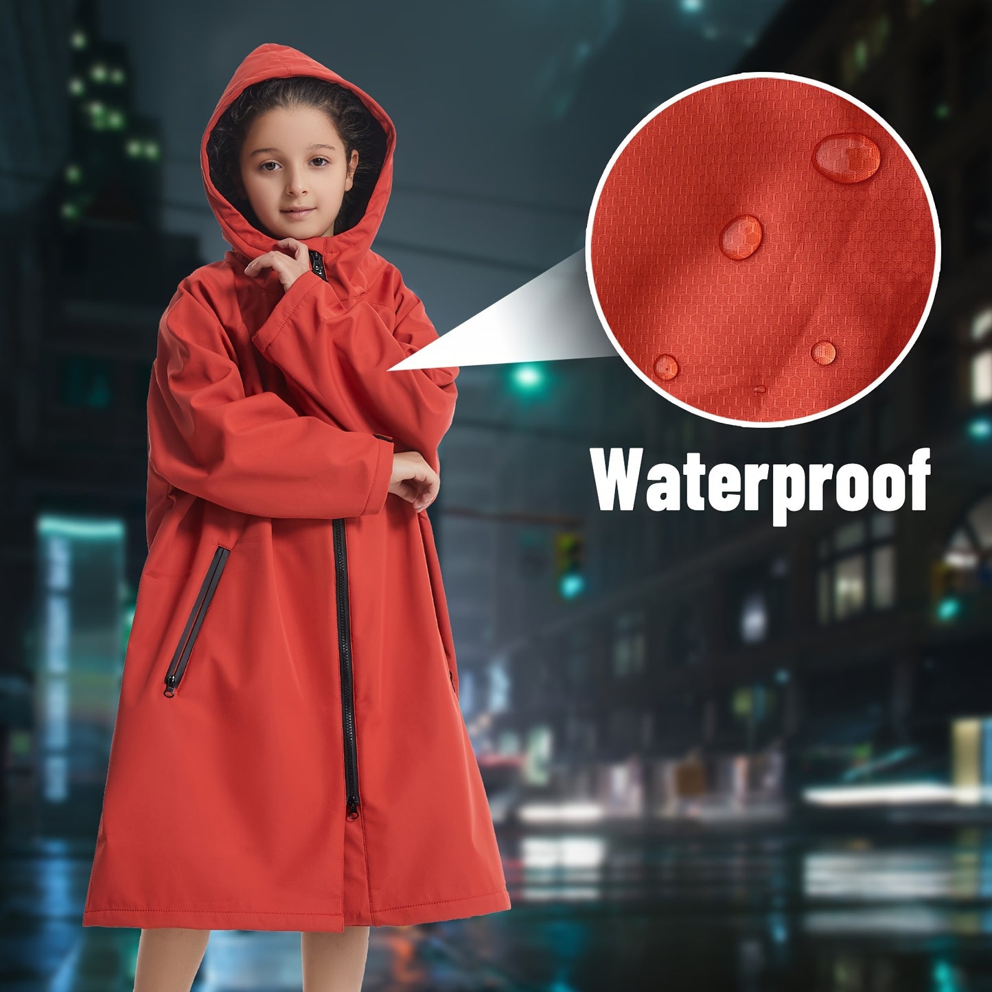 Contemporary Waterproof Changing Robe with Fleece Lining, Hood, Space Theme, 240gsm, for Home and Outdoors, Windproof and Warm.