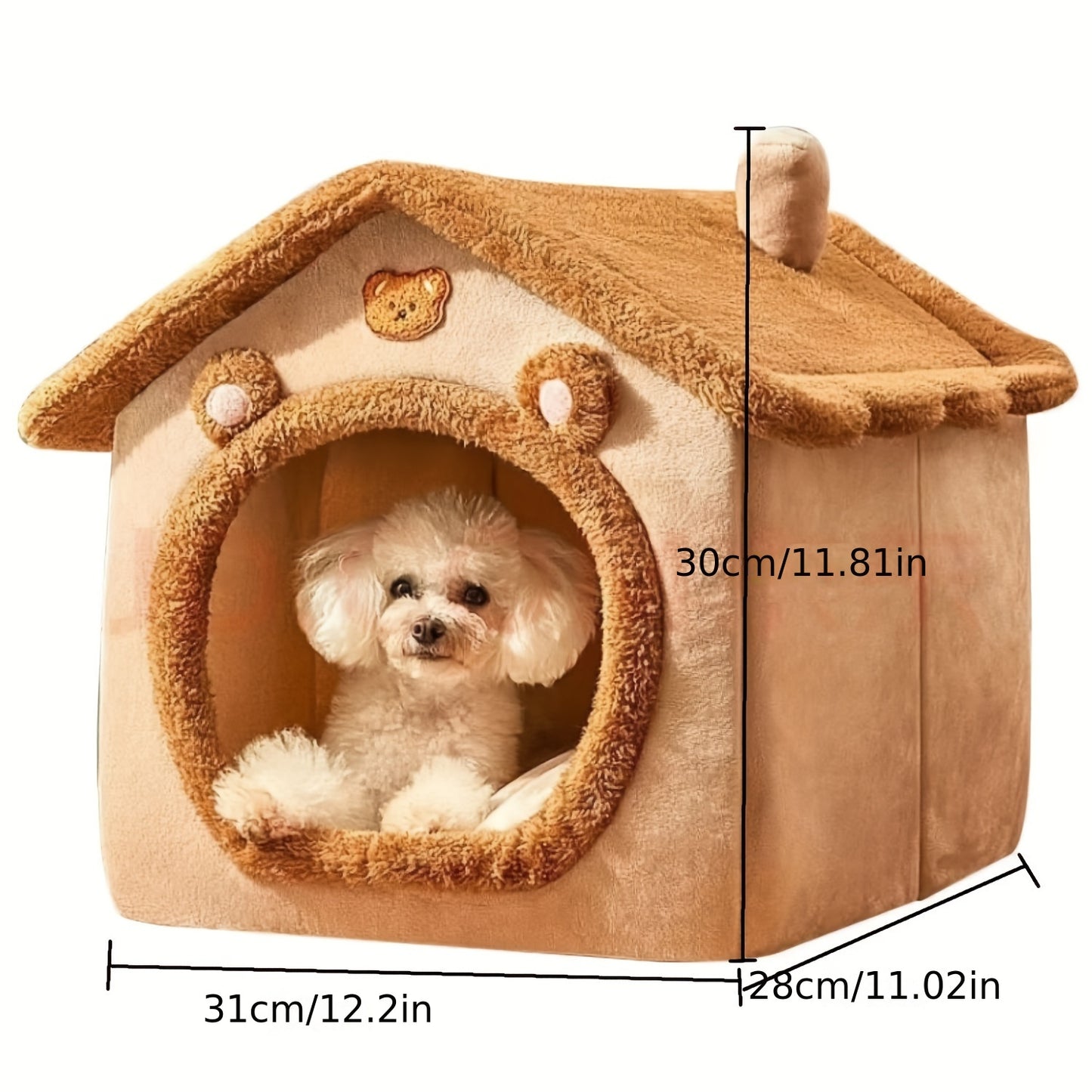 Foldable pet bed for cats and dogs, washable and comfortable for warmth.