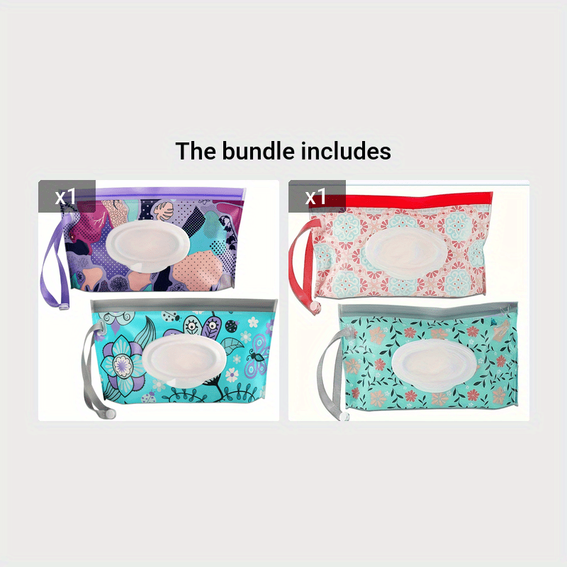 Set of 2 Reusable Portable Wipe Containers, Wet Wipe Pouches, Dispenser Holder for Travel, Perfect Gift for Christmas, Halloween, and Thanksgiving