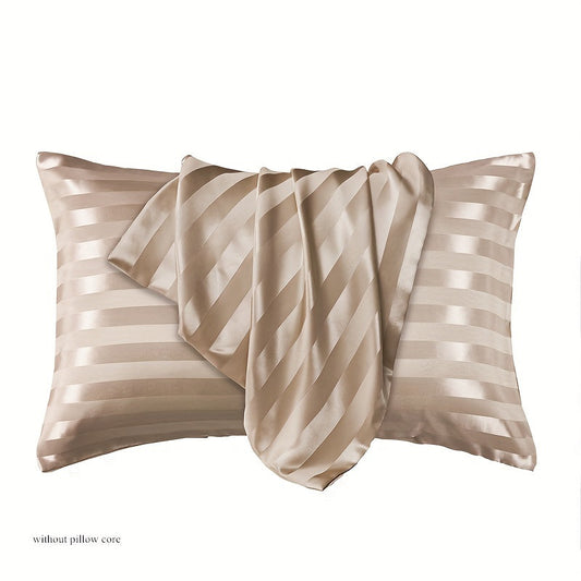 Luxury envelope stripe pillowcase set with a new silky solid color design, perfect for hotels and home washing. This 2-piece set does not include a pillow core and is available in Europe and America styles. Made from satin, these pillowcases are a