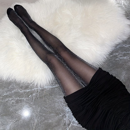 Thin, high-waisted pantyhose for women.