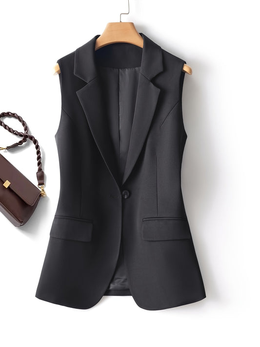 Women's polyester blazer jacket with classic fit and western-style lapel, suitable for office and daily wear.